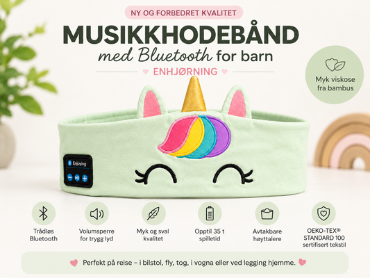 Musikkpannebånd med bluetooth - Enhjørning🦄 - LykkeRo